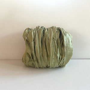 Recycled Silk Sari Ribbon Sage Green Sari Silk 10 Yds Journaling Ribbon image 1