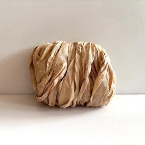10 Yards Sari Silk Ribbon - Recycled Sari Silk Ribbon - Sand Sari Ribbon