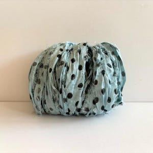 Robins Egg Blue Polka Dot Sari Silk Ribbon - Recycled Sari Silk Ribbon Yardage - 10 Yds, Dotted Weaving Ribbon