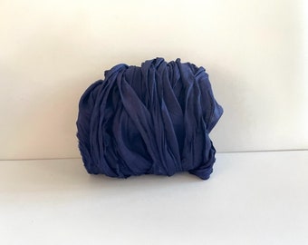 Navy Blue Sari Silk Ribbon - Recycled Sari Silk Ribbon - Navy Sari Ribbon, 10 Yards