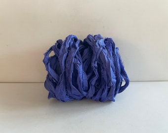 Pantone 2022 Sari Silk Ribbon - Very Peri Blue Purple Recycled Silk Ribbon, 10 Yards Sari Silk
