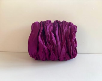 Sari Silk Ribbon - Recycled Sari Ribbon Yardage - Magenta, 10 Yards Journaling Ribbon