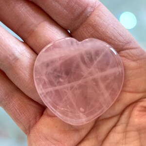 Rose Quartz Heart Worry Stone Pink Crystal Worry Stone Meditation, Soothing Stone image 1