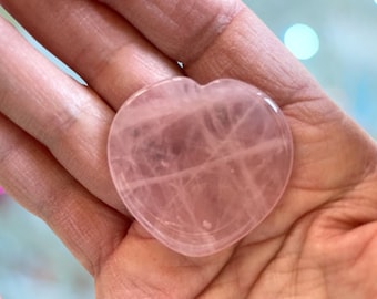 Rose Quartz Heart Worry Stone - Pink Crystal Worry Stone - Meditation, Soothing Stone