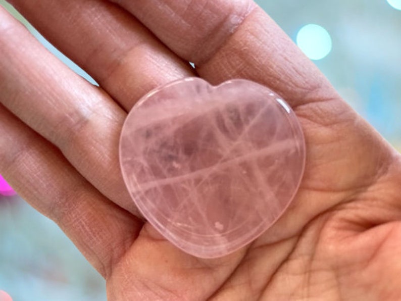 Rose Quartz Heart Worry Stone Pink Crystal Worry Stone Meditation, Soothing Stone image 1