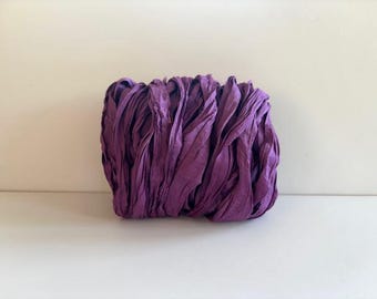 Sari Silk Ribbon - Recycled Sari Ribbon Yardage - Plum, 10 Yards Journaling Ribbon