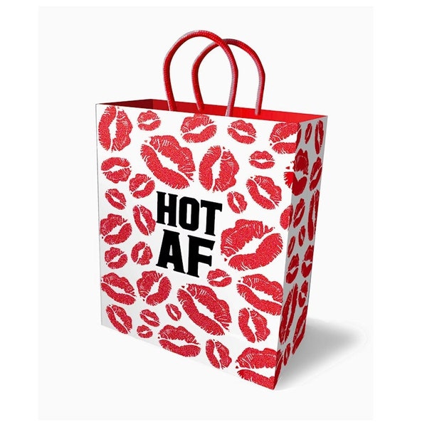Hot AF Gift Bag Valentine's Day Red Glitter Lips Adult Mature Anniversary Birthday Men Women