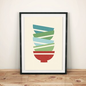 Stacking bowls Kitchen Decor Kitchen Utensils Kitchen Wall Art Digital Print Home Decoration Retro Design Graphic Design