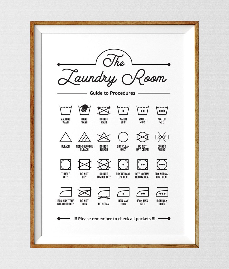 Laundry Guide to Procedures Laundry Room Decor Laundry Sign Laundry
