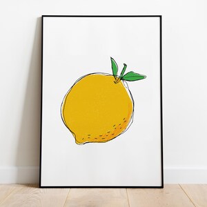 Lemon Printable Fruit Art, Modern Lemon Print, Kitchen Art Print, Colorful Fruit Print, Modern Kitchen Poster, Digital Print