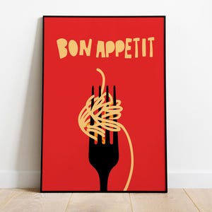 Pasta Wall Art, Bon Appetit Print, Foodie Print, Pasta Illustration, Kitchen Pasta Print, Italian Food Poster, Pasta Wall Art, Digital Print
