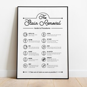 Stain Removal Guide To Procedures Laundry Room Decor Laundry Sign Laundry Poster Laundry Care Laundry Print Home Decoration Printable Art