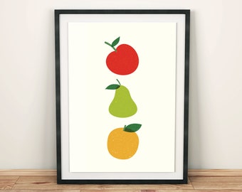 Fruit Print, Food Poster, Fruit Poster, Kitchen Art, Kitchen Decor, Kitchen Wall Decor, Wall Art Print, Minimal Printable Art, Digital Print