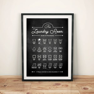 Laundry Guide To Procedures Laundry Room Decor Laundry Sign Laundry Poster Laundry Symbols Laundry Print Home Decoration Printable Art