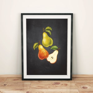 Pear Print, Pear Decor Print, Pear Wall Art, Pear Watercolor Print, Kitchen Print Art, Kitchen Decor, Digital Download, Digital Print