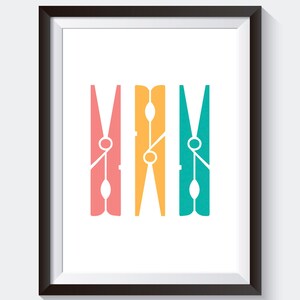 Colorful Clothespins Laundry Room Art Print (digital Download) - Etsy