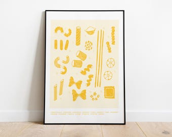 Pasta Types Illustration Print, Italian Kitchen Wall Art (Digital Download)