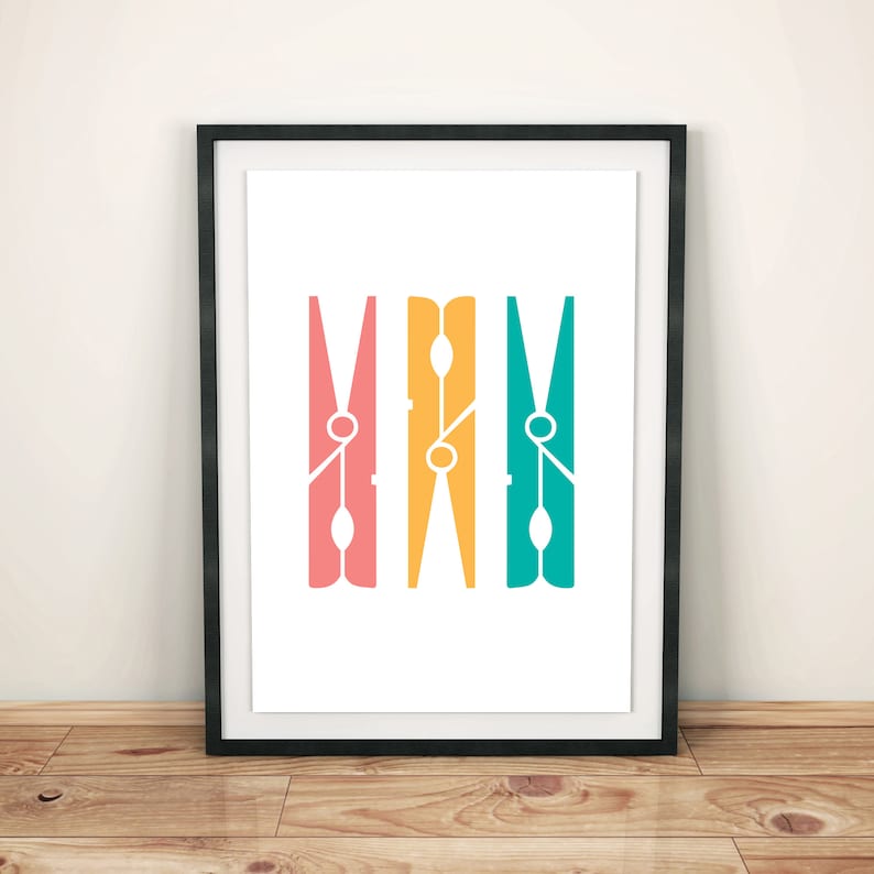 Colorful Clothespins Laundry Room Art Print (digital Download) - Etsy
