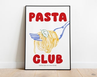 Pasta Club Print, Italian Kitchen Wall Art (Digital Download)