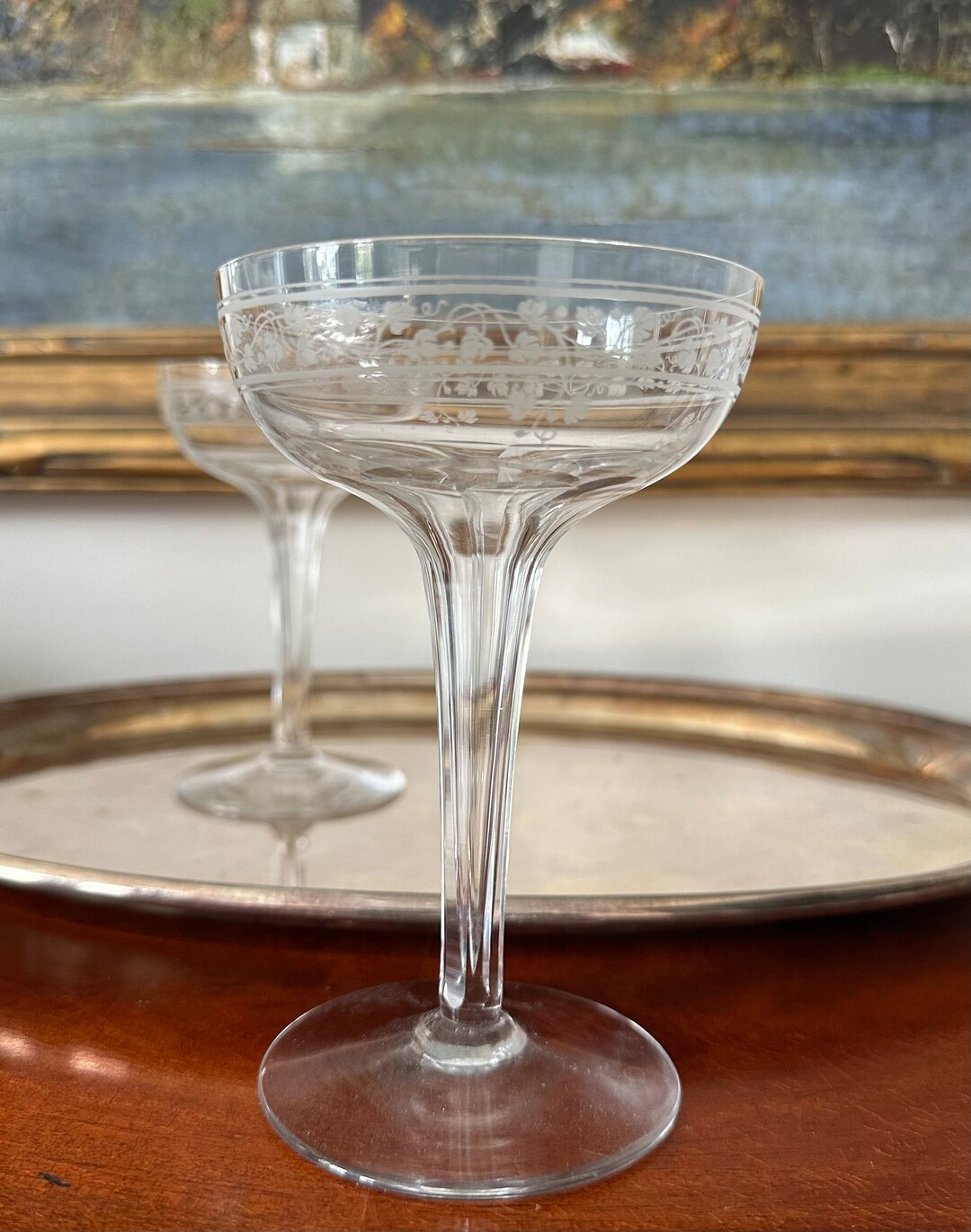 Set of 2 Hollow Stem Champagne Glasses Beautiful and Etsy