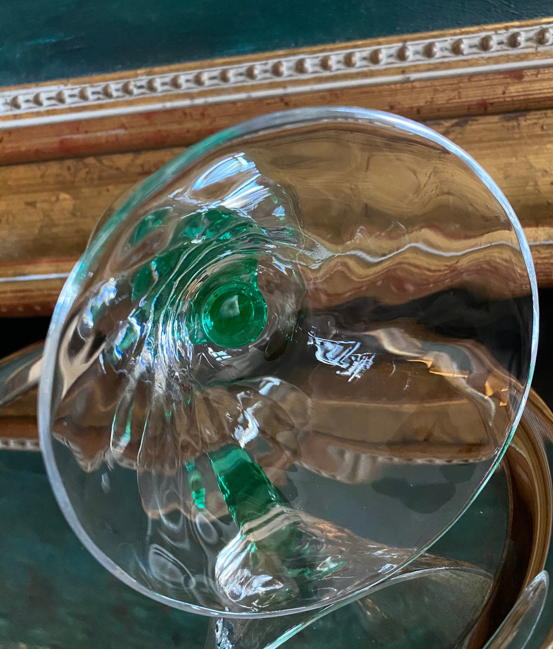 Set of 6 EMERALD GREEN Ice Cube Stem Cocktail Martini Glasses Etsy