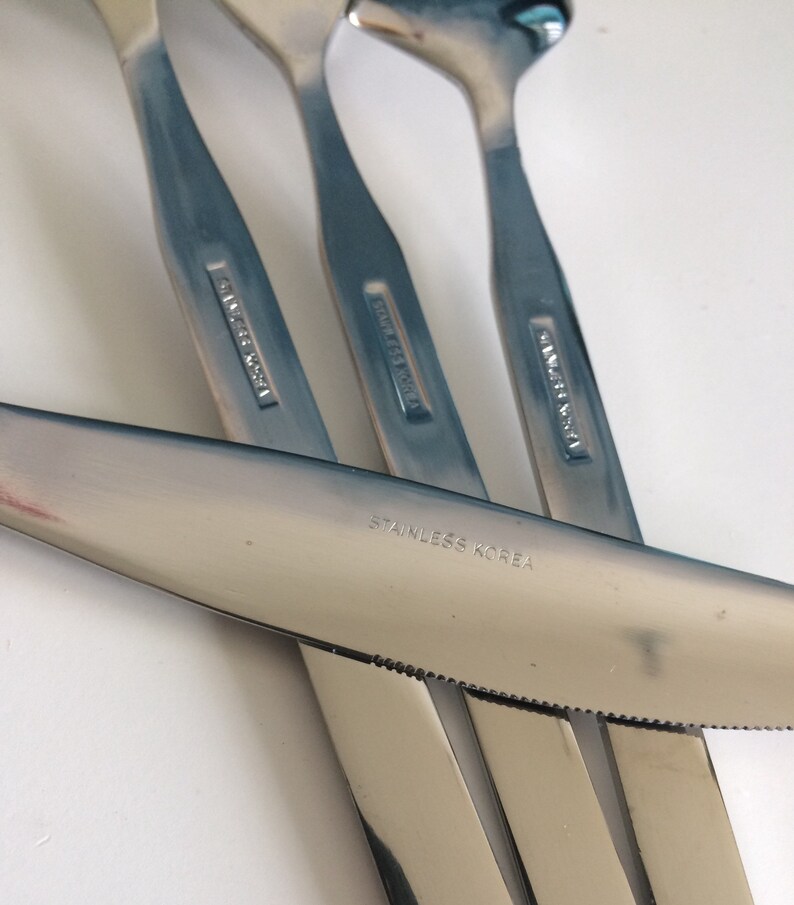 Vintage Plaid Stainless Flatware ESTIA Diamond Mid Century Stainless Flatware Set \u2022Service for 8\u2022 32 Piece Near Mint