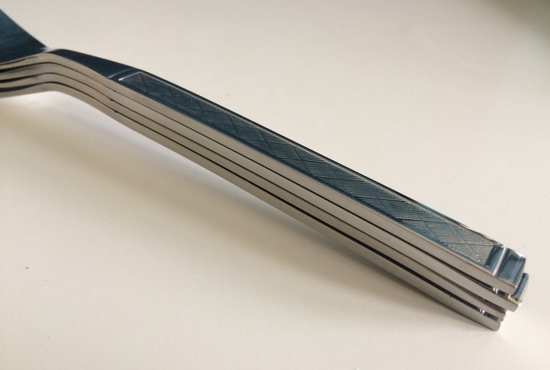 Vintage Plaid Stainless Flatware ESTIA Diamond Mid Century Stainless Flatware Set \u2022Service for 8\u2022 32 Piece Near Mint