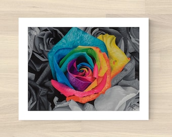 Rainbow Rose Art Print