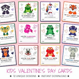 Cute Animal Valentines Day Cards, Kids Classroom Valentines, Printable Valentines, School Valentines, Toddler Valentines, Instant Download