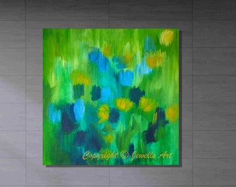 Seedtime Green Original Abstract Acrylic Painting on Canvas, Wall Art, Abstract Painting, Art & Collectibiles