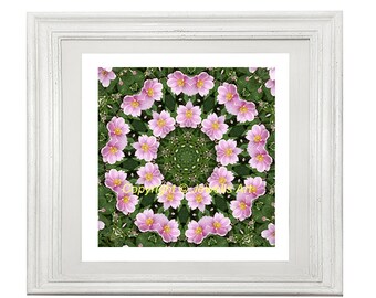 Pink Flower Mandala Art Print, Spiritual Floral Meditation Art, Printable Art (Digital Download)