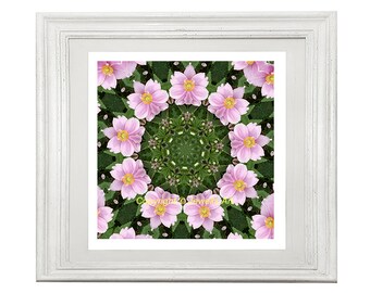 Pink Flower Mandala Art Print, Spiritual Floral Meditation Art, Printable Art (Digital Download)
