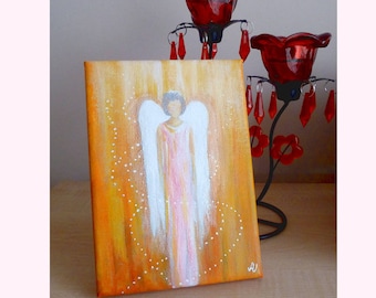 The Wisdom of Angels, Yellow, White and Pink Original Acrylic Painting on Canvas, Spiritual Art, Feng Shui Art, Healing Art & Collectibles