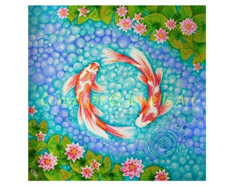 Feng Shui Kunst Reichtum Und Segen 9 Koi Fisch Etsy