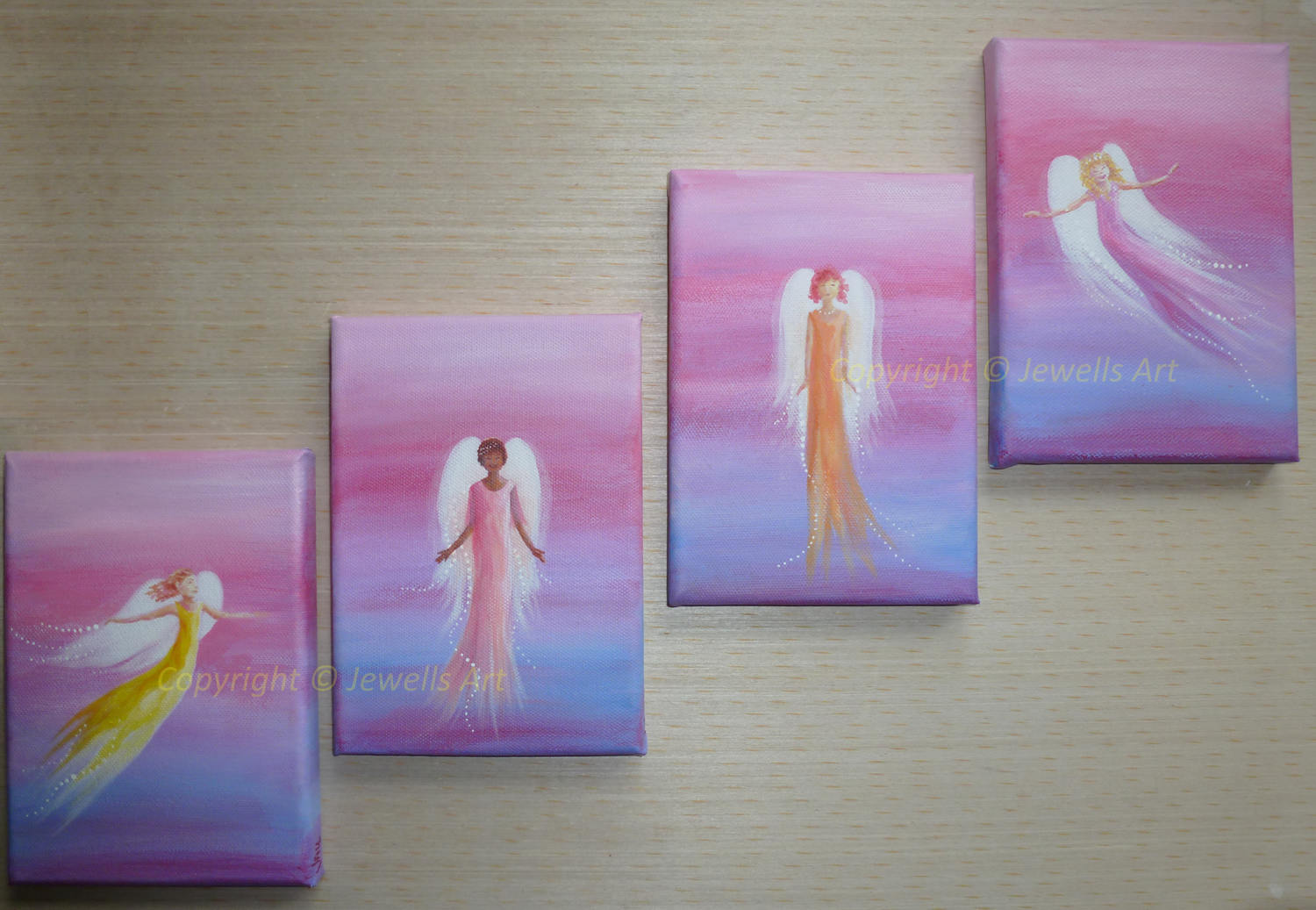 Angels Rising Series of 4 Angel Art Giclee Prints, Spiritual Art, Feng ...