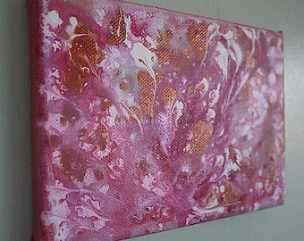 Strawberry Cream, Pink, White and Bronze Original Abstract Acrylic Painting on Canvas, Wall Art, Abstract Painting, Art & Collectibiles