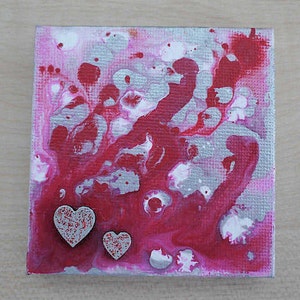 Sea of Love Tiny Original Acrylic Painting on Canvas, Miniature Painting, Romantic Art, Abstract Art, Art & Collectibles Canvas Painting