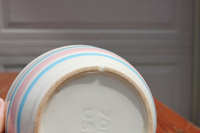 Set of 2 Pink and Blue Striped Bowls