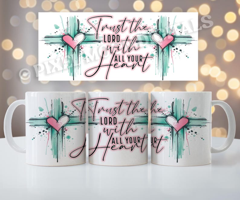 Christian Mug Wrap: Bible Verse Coffee Cup Sublimation (Digital Download) image 1