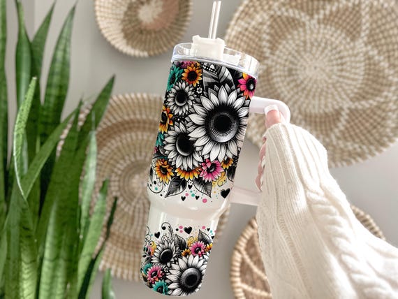 Sunflower Tumbler Wrap: Floral 40oz Quencher Sublimation Design (Digital Download)