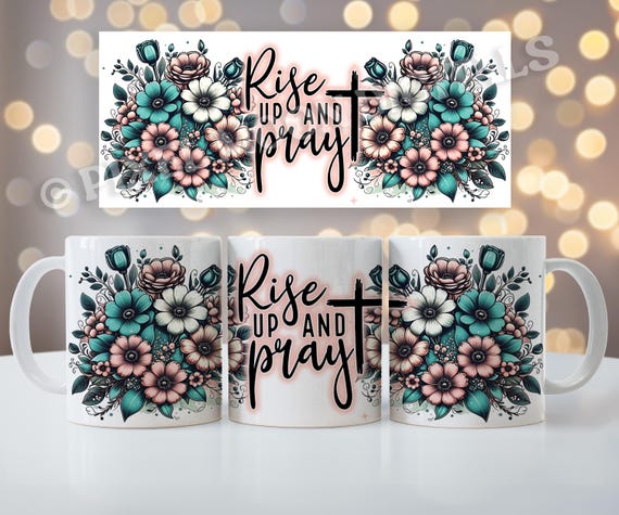 Christian Mug Wrap: Floral Bible Verse Coffee Cup Sublimation (PNG Digital Download)