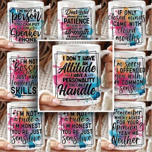 Coffee Mug Wrap Sublimation Bundle Sarcastic Funny Coffee Mug Wrap Snarky Mug Wrap 11 oz 15 oz Coffee mug Designs Coffee Cup PNG Bundle