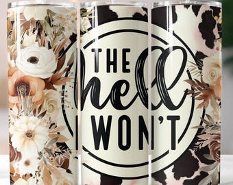 Cowgirl Tumbler Wrap: Sassy Western Cow Print Floral (PNG Digital Download)