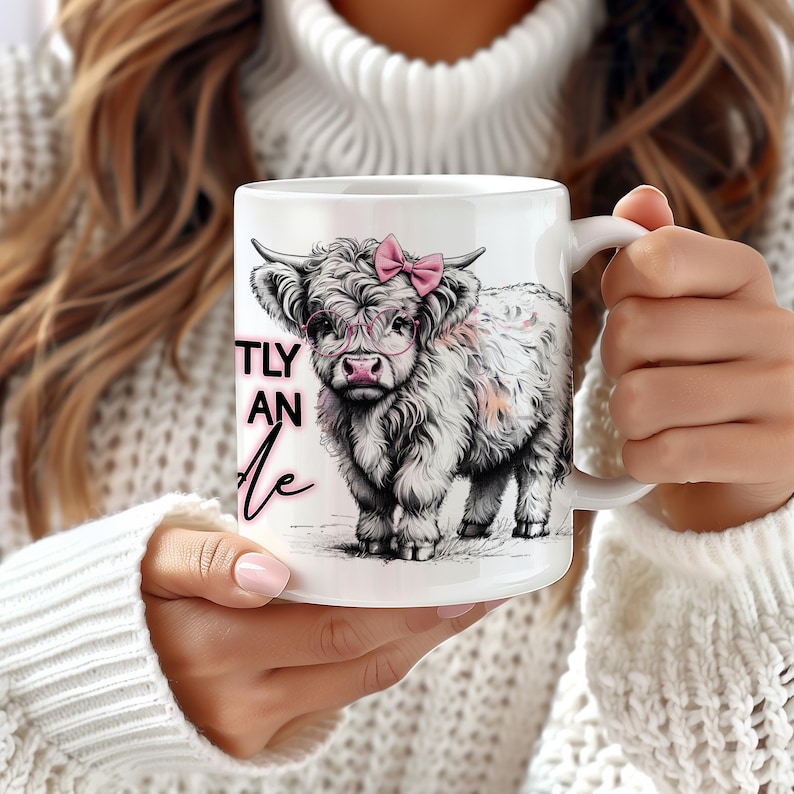 Snarky Highland Cow Coffee Mug Sublimation Design (Digital Download) image 2
