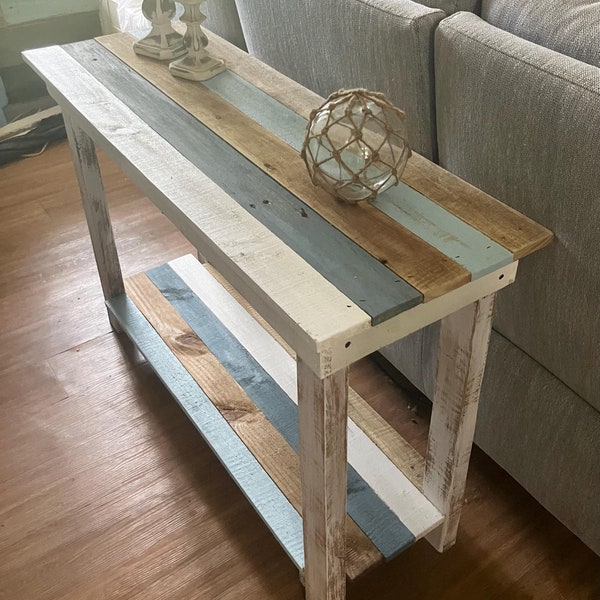 Beach inspired beautiful coastal side or sofa table perfect for entryway