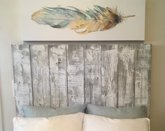 View of Reclaimed Wood Headboard - Etsy