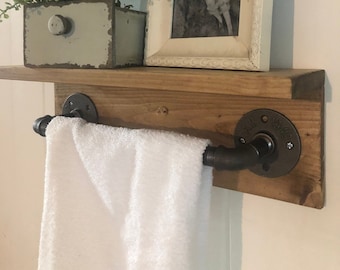 Ferme industriel porte-serviettes étagère salle de bain rangement