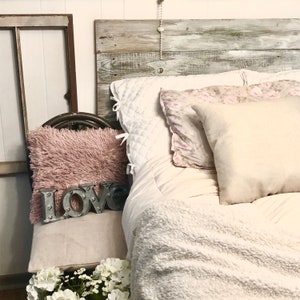 Classic farmhouse rustic Headboard coastal chippy paint barnwood