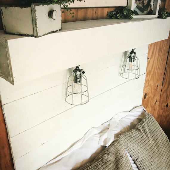 Headboard with 2024 lights and shelves