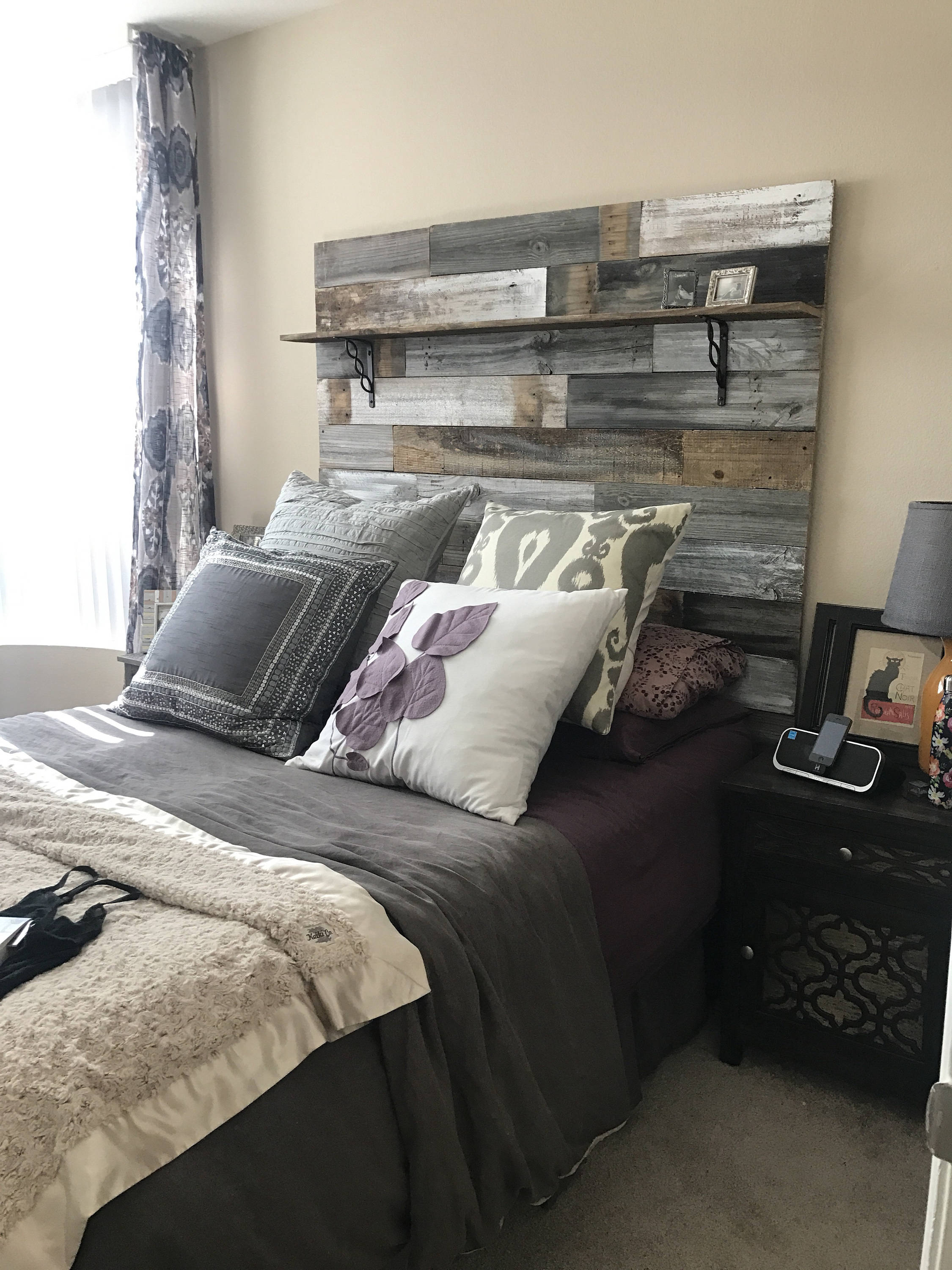Rustic grey headboard discount